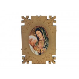 Religioso Retablo de Virgen Maria y Juan Pablo II Mediano - Envío Gratuito
