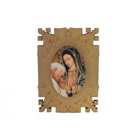 Religioso Retablo de Virgen Maria y Juan Pablo II Mediano - Envío Gratuito
