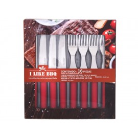 I Like BBQ Set 16 Piezas Cuchillos y Tenedores Rojo - Envío Gratuito