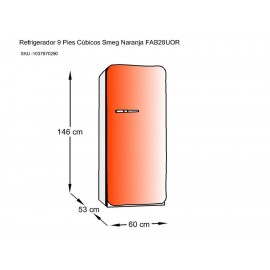 Refrigerador Smeg 9 pies cúbicos naranja FAB28UORR1 - Envío Gratuito
