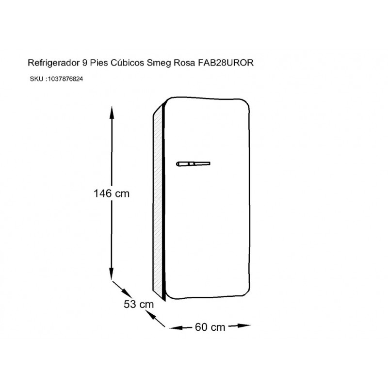 Smeg FAB28UPKR1 Refrigerador 9 Pies Cúbicos Rosa