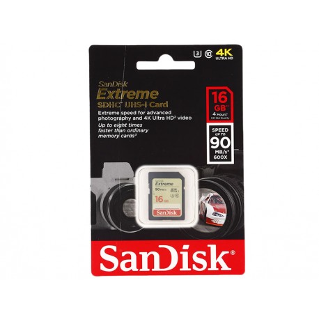 Sandisk Memoria Extreme SD 16 GB Clase 10 - Envío Gratuito