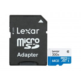 Lexar Memoria Micro SD 64GB Clase10 300X con Adaptador - Envío Gratuito