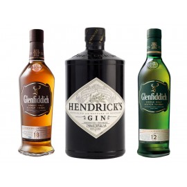 Paquete Especial 2 Botellas de Glenfiddich 18 años, 1 Botella de Whisky Glenfiddich 12 Años y con un Hendricks de Regalo - Envío